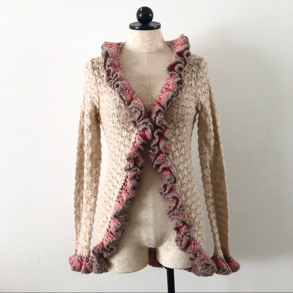 Free People Ruffle Knit Cardigan 